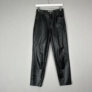 Zara Pants Womens 4 Black Vegan Faux Leather Trouser Grunge Streetwear Goth Punk